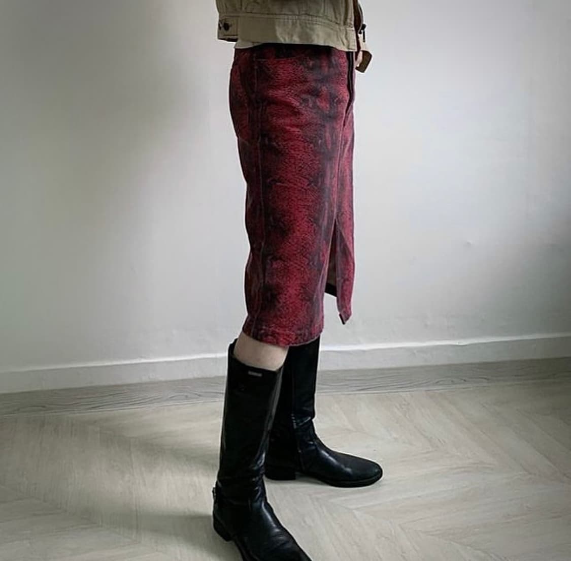 스네이크패턴 미디 스커트 상품이미지2