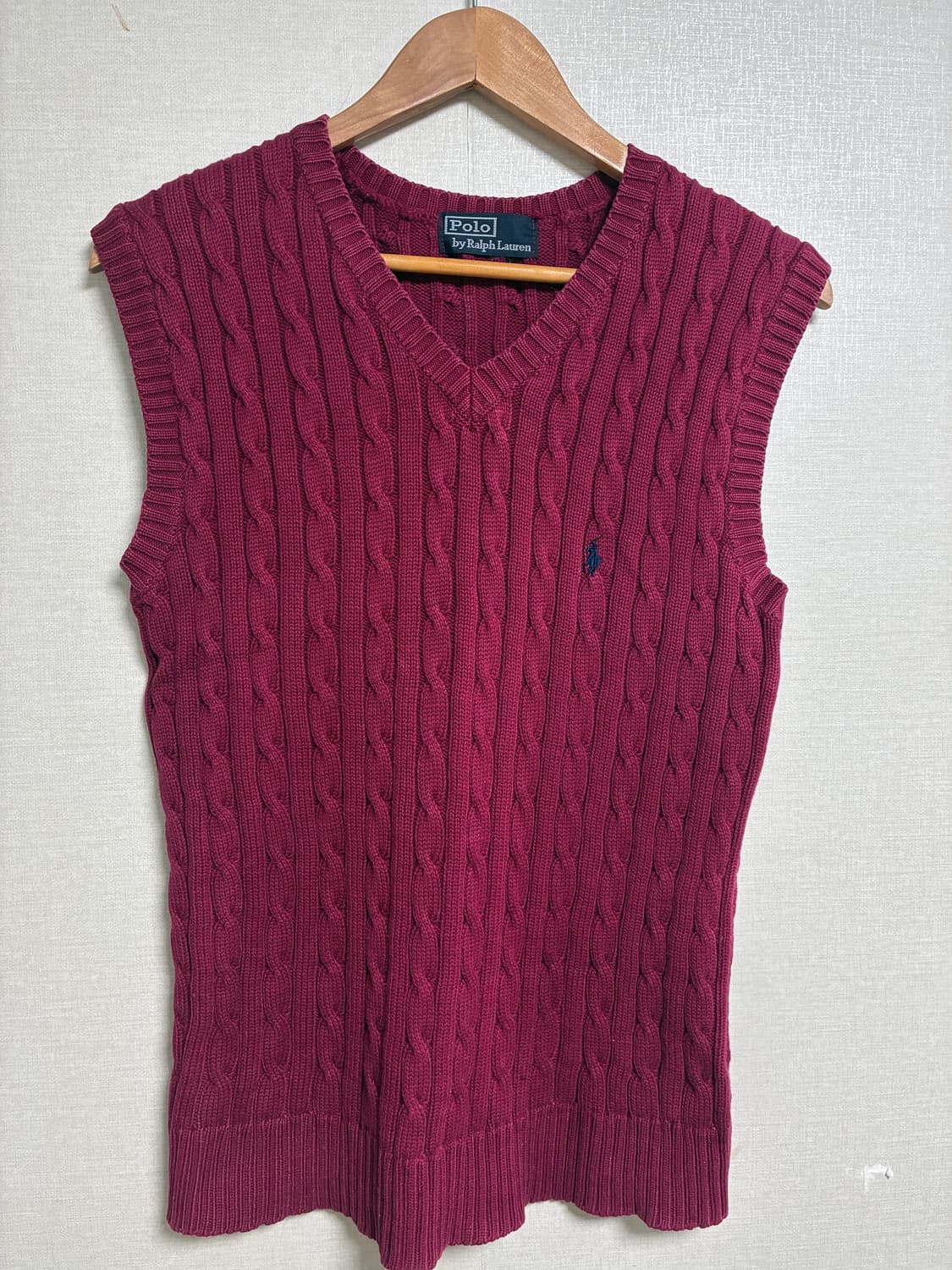 빈티지 폴로랄프로렌 브이넥 베스트 빈티지레드 S 상품이미지2