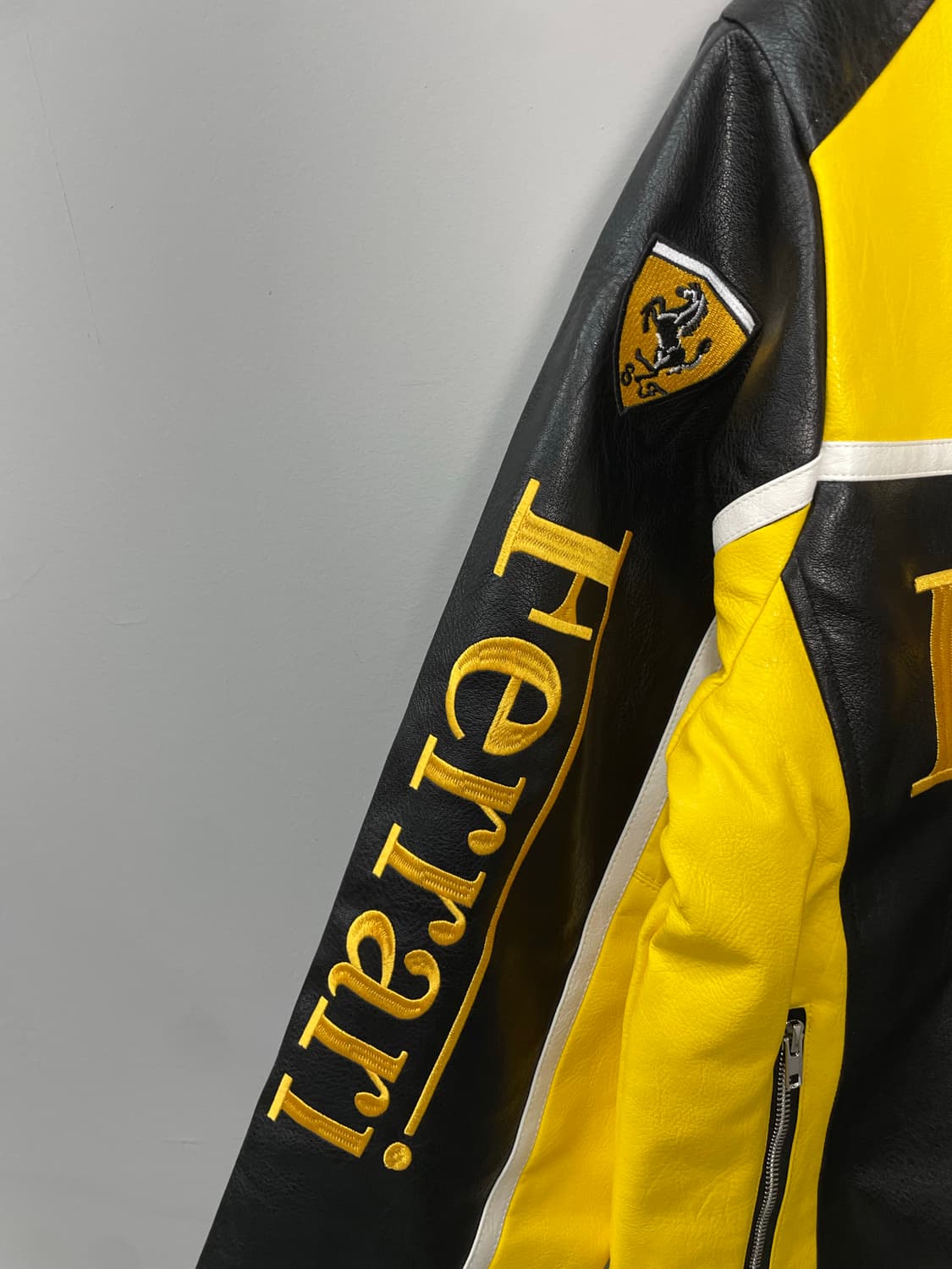 페라리 말보로 패치워크 옐로우 배색 레더 레이싱 자켓 H1841 상품이미지5