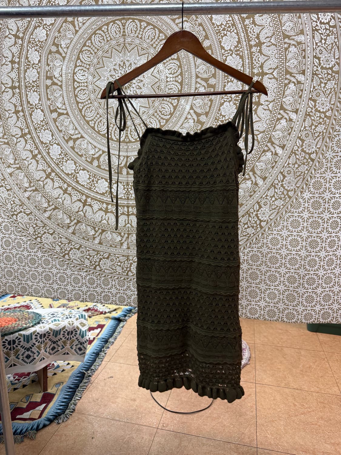 제페니즈 빈티지 여성 펀칭 니트 롱 민소매 원피스 (Z1004) 상품이미지3