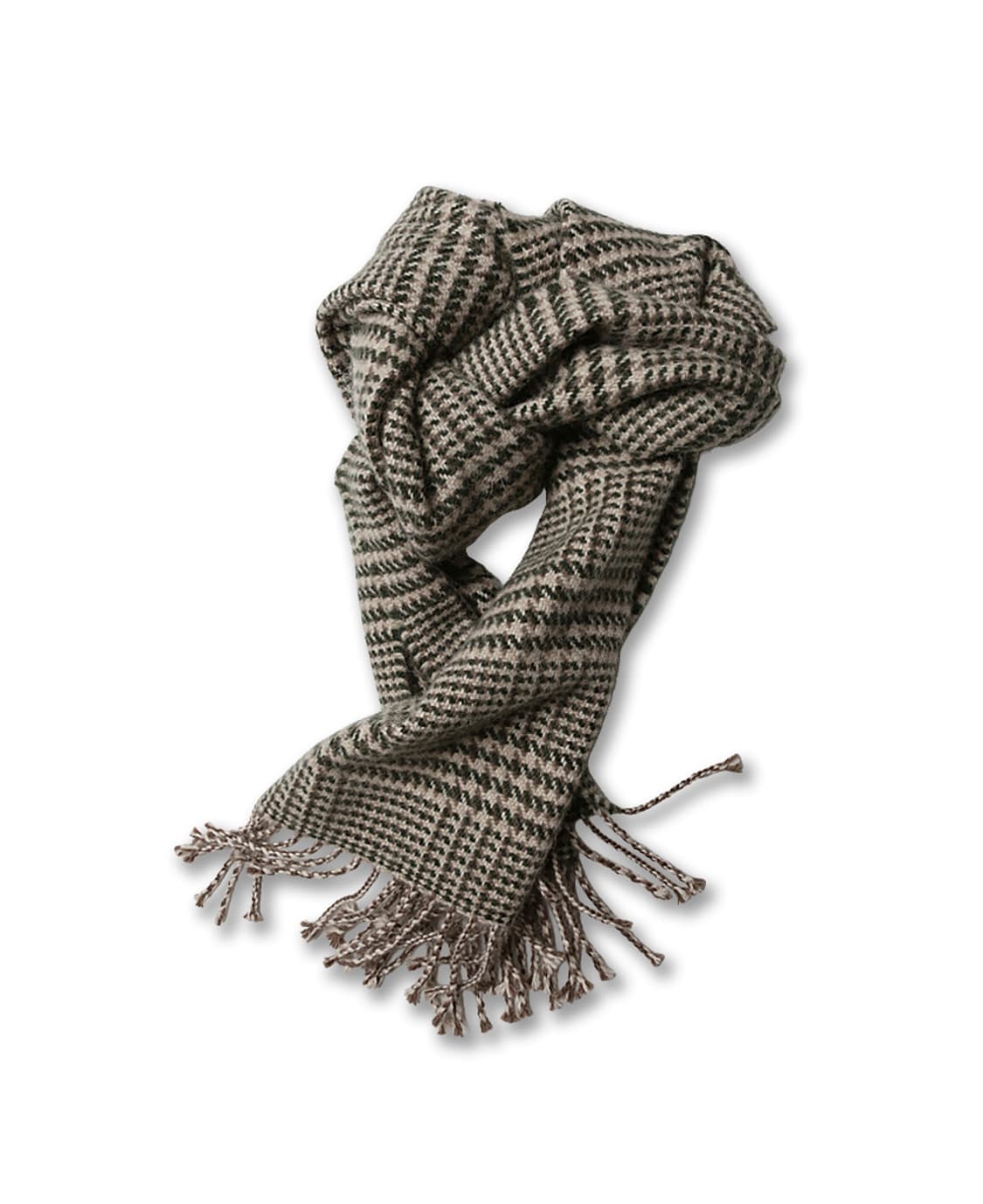 드레익스 [Drake's] 베이지 브라운 그린 빈티지 클래식 체크 머플러 상품이미지1