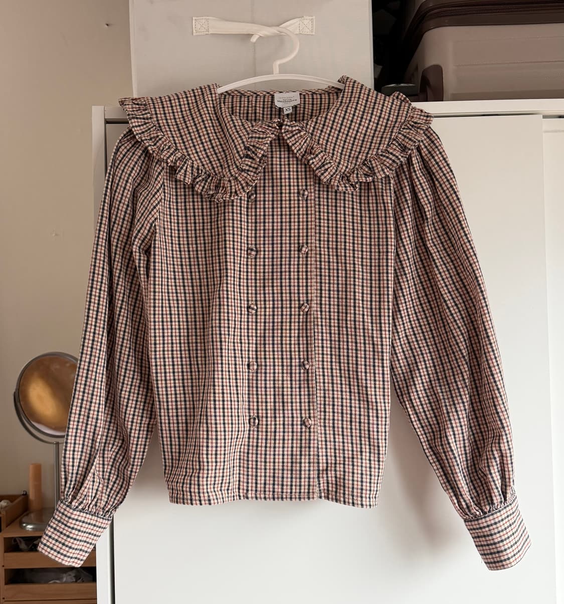 Mendigote체크 프릴 블라우스 상품이미지1