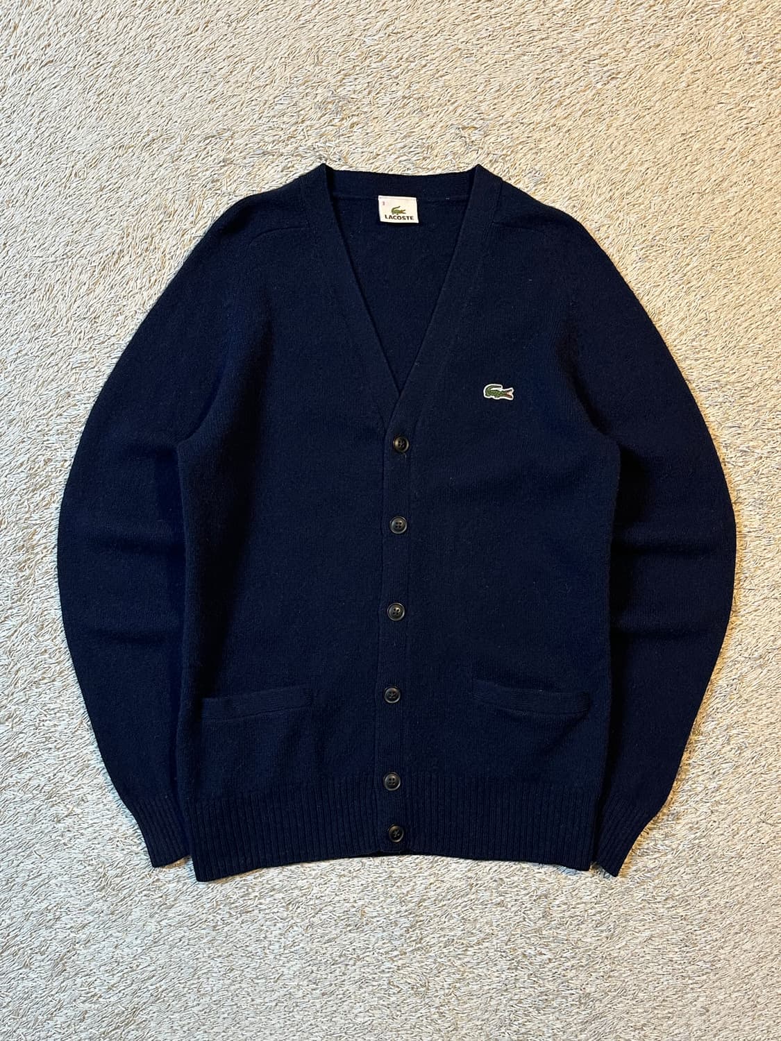 라코스테 LACOSTE 브이넥 울 가디건 네이비 상품이미지1