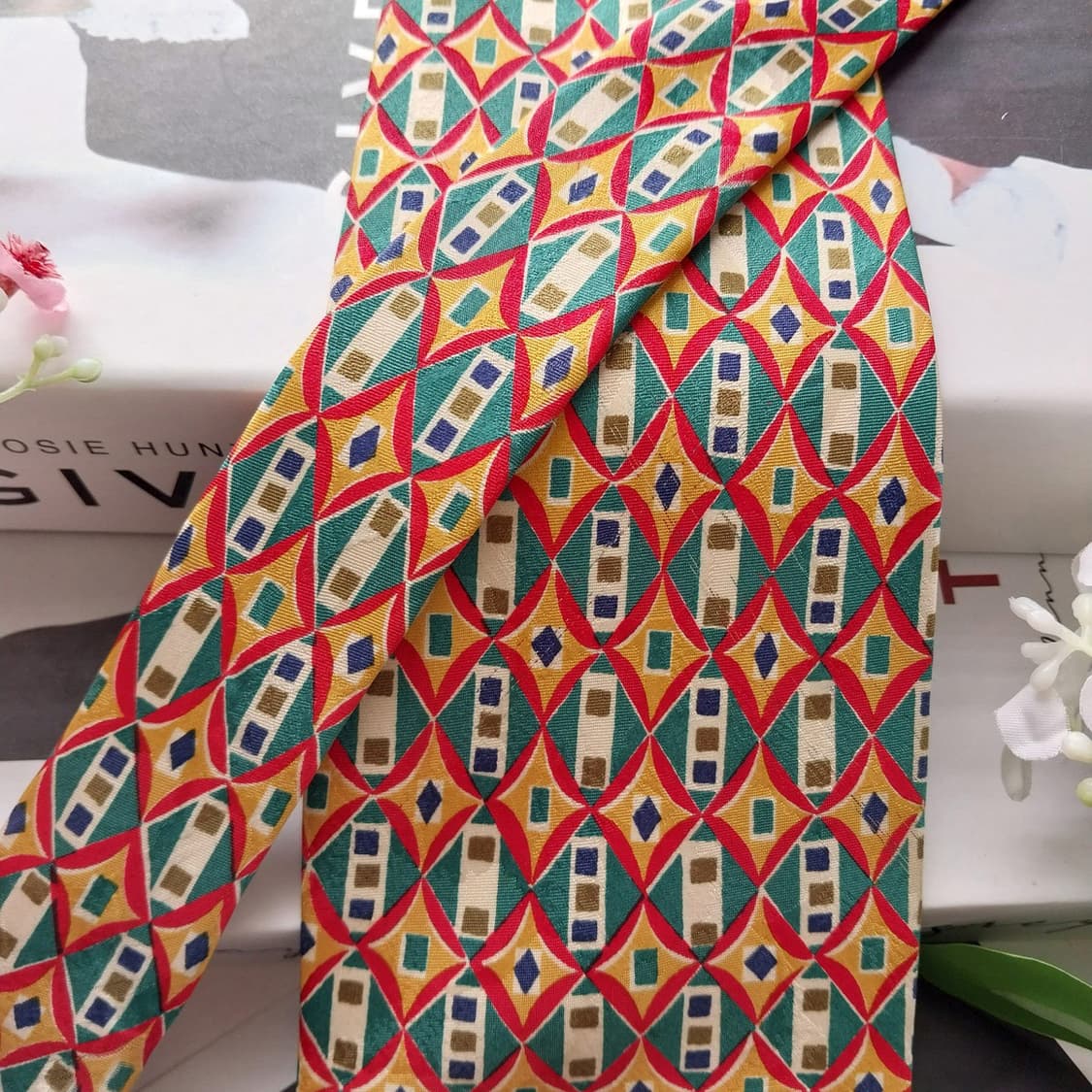 지방시 실크 기하학 패턴 넥타이 9.7cm A+~A등급 k2044 상품이미지4