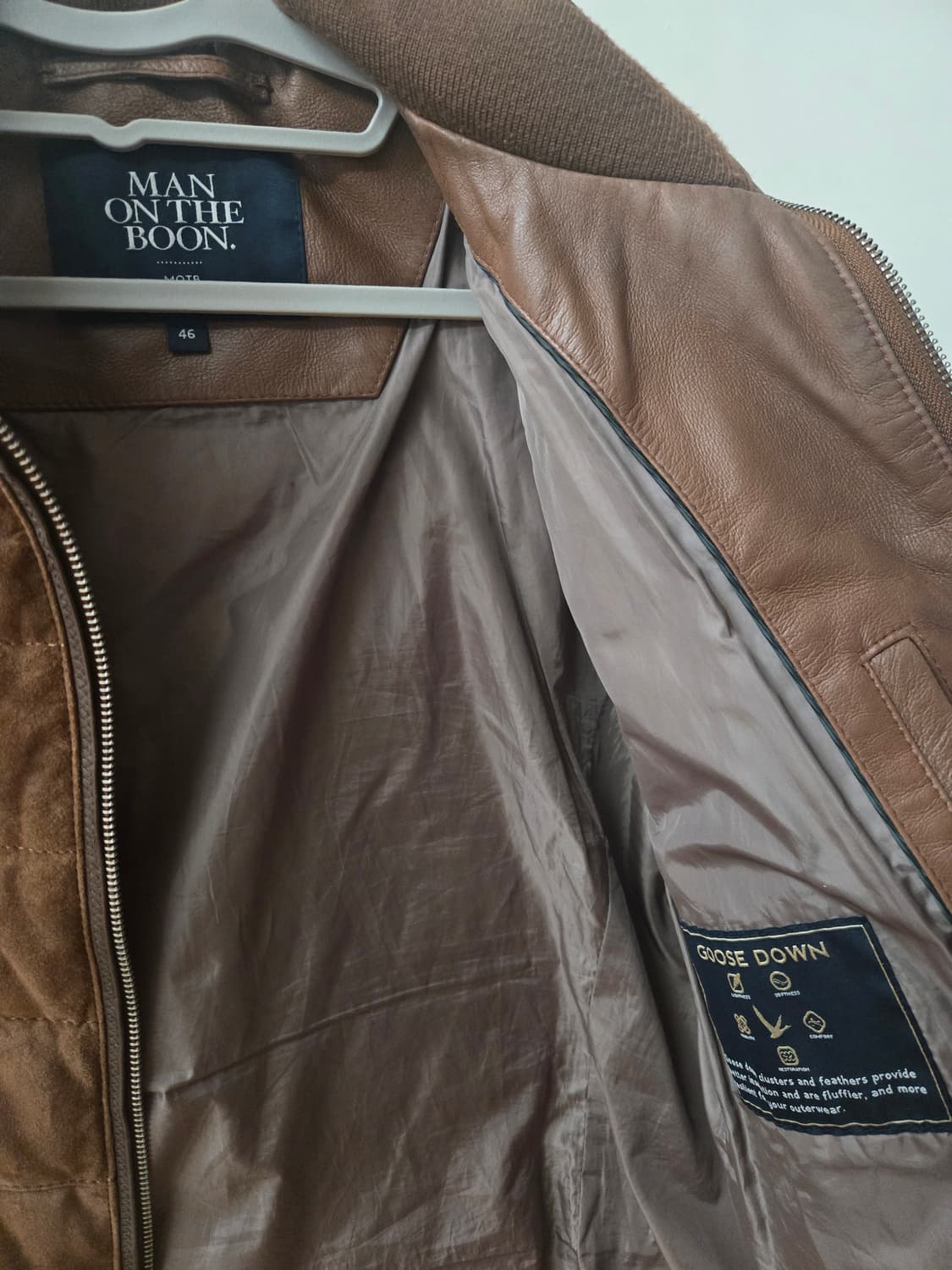 맨온더분 스웨이드 구스 집업패딩 상품이미지3