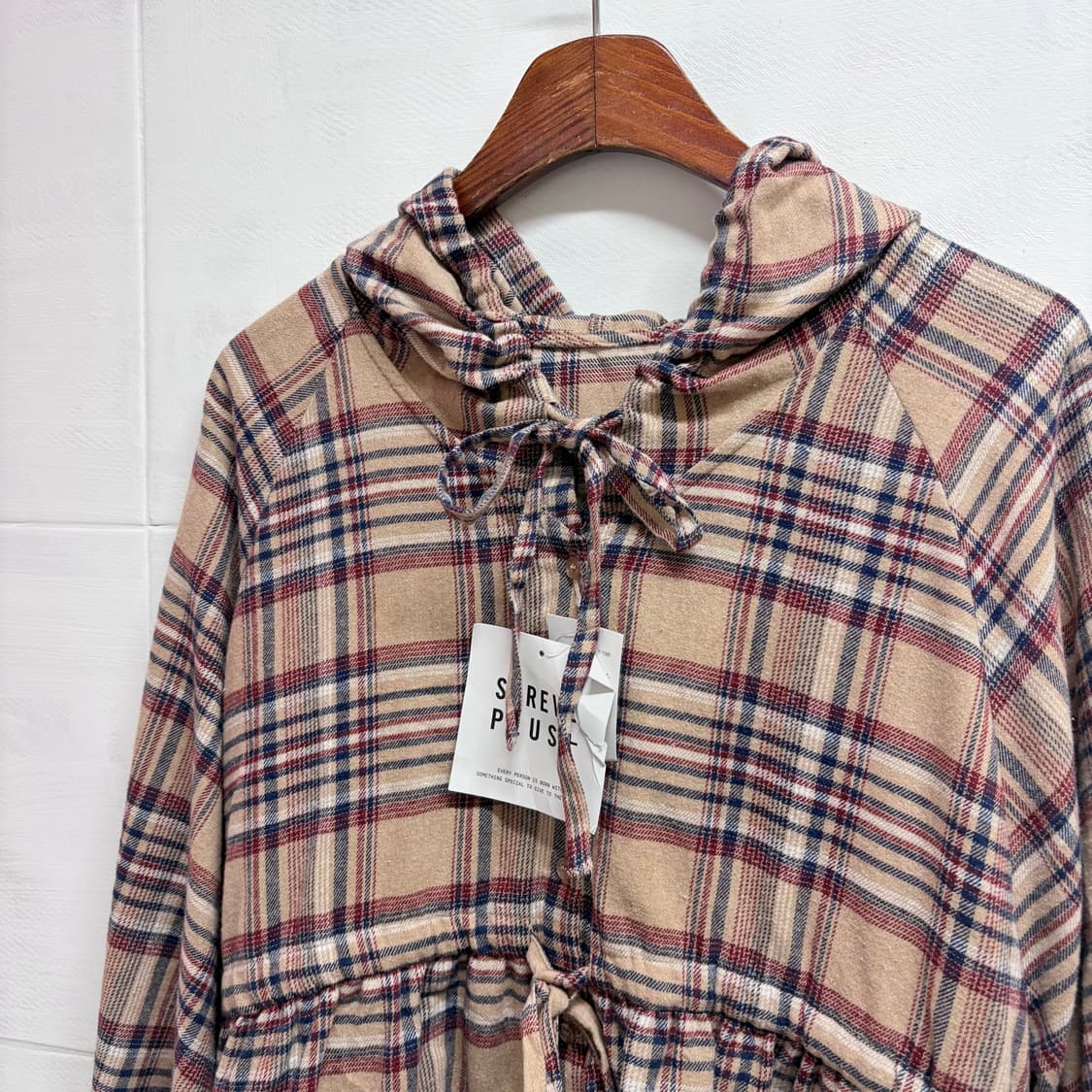 체크 후드 모리걸 블라우스 (새상품) 상품이미지2