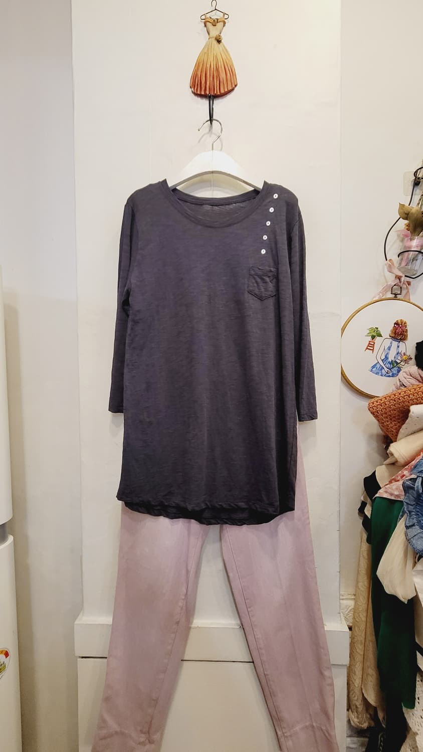 단추 엣지티. c.c collect 라벤더 핑크데님 상품이미지2