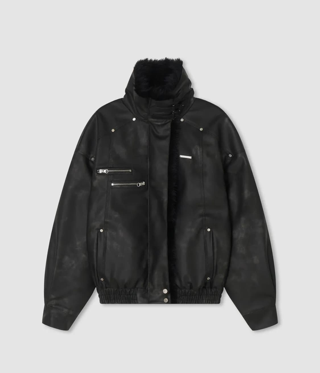 에트오소메 피그먼트 무스탕 퍼 점퍼 (블랙) 상품이미지2