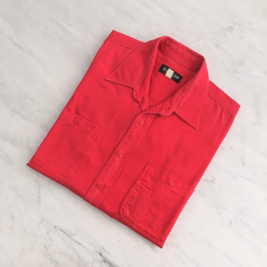 빈티지 투포켓 레드 데님 워크 셔츠 남성 105 사이즈 상품이미지1