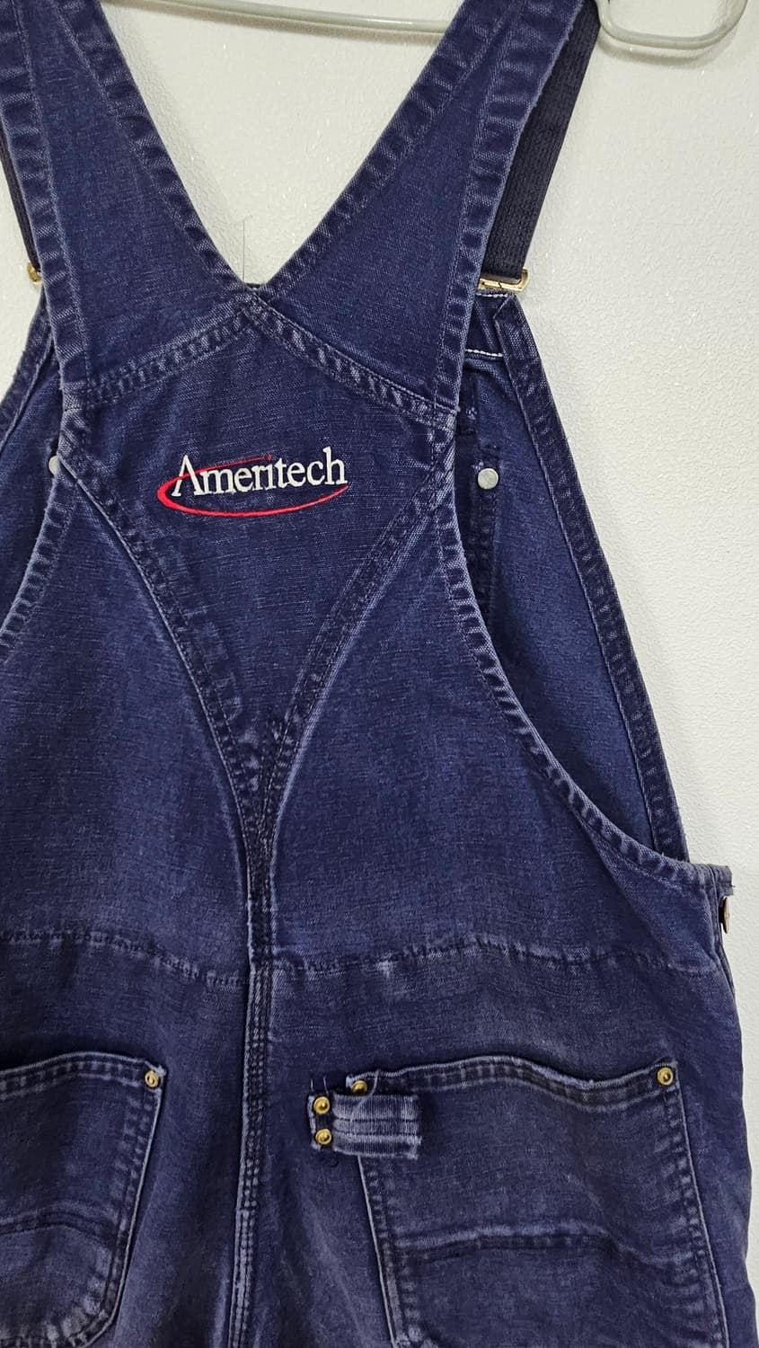칼하트 90s 오리지널 USA 다크네이비 더블니 오버올 멜빵 34 급처 상품이미지4