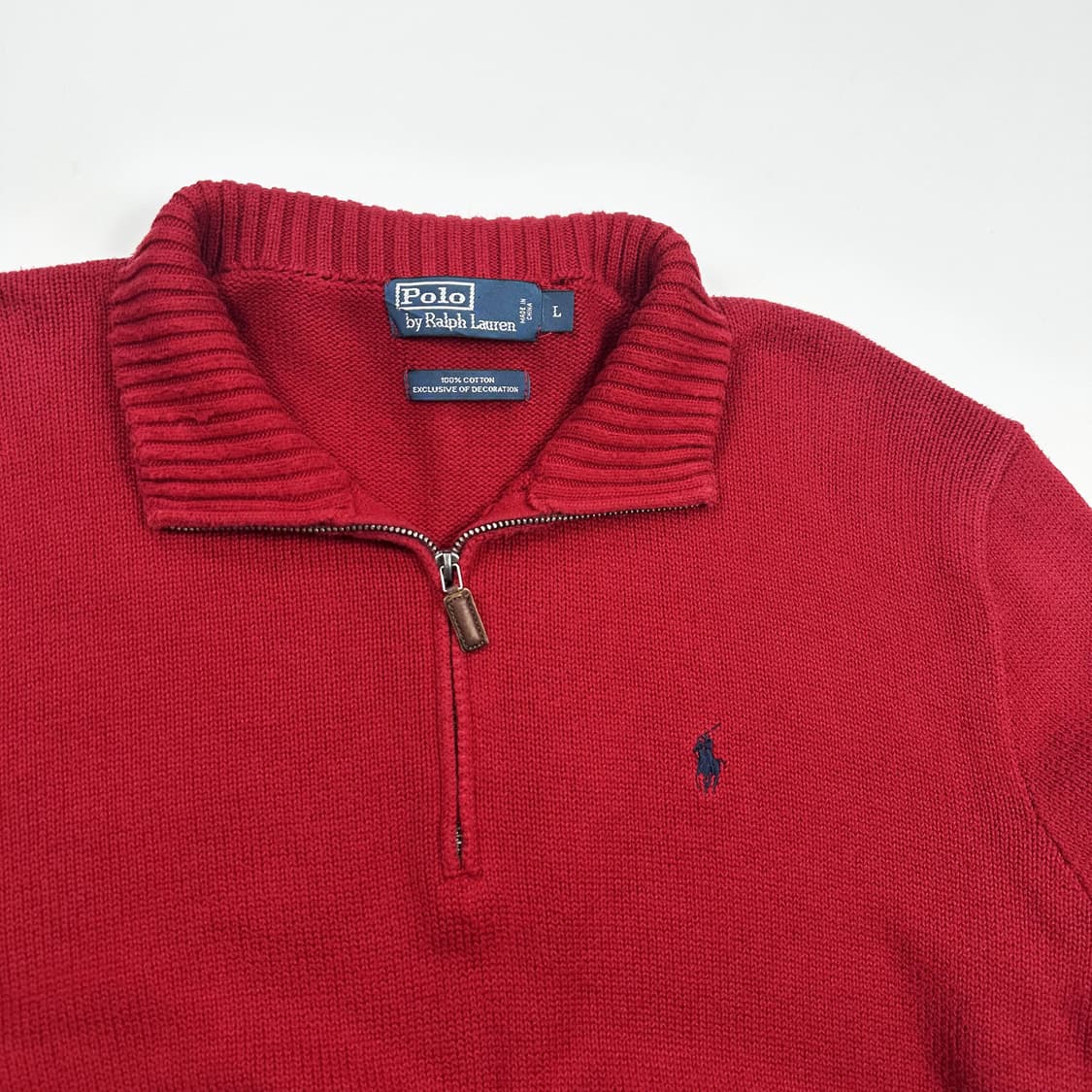폴로 랄프로렌 클래식 반집업 니트 버건디 레드 L 상품이미지3