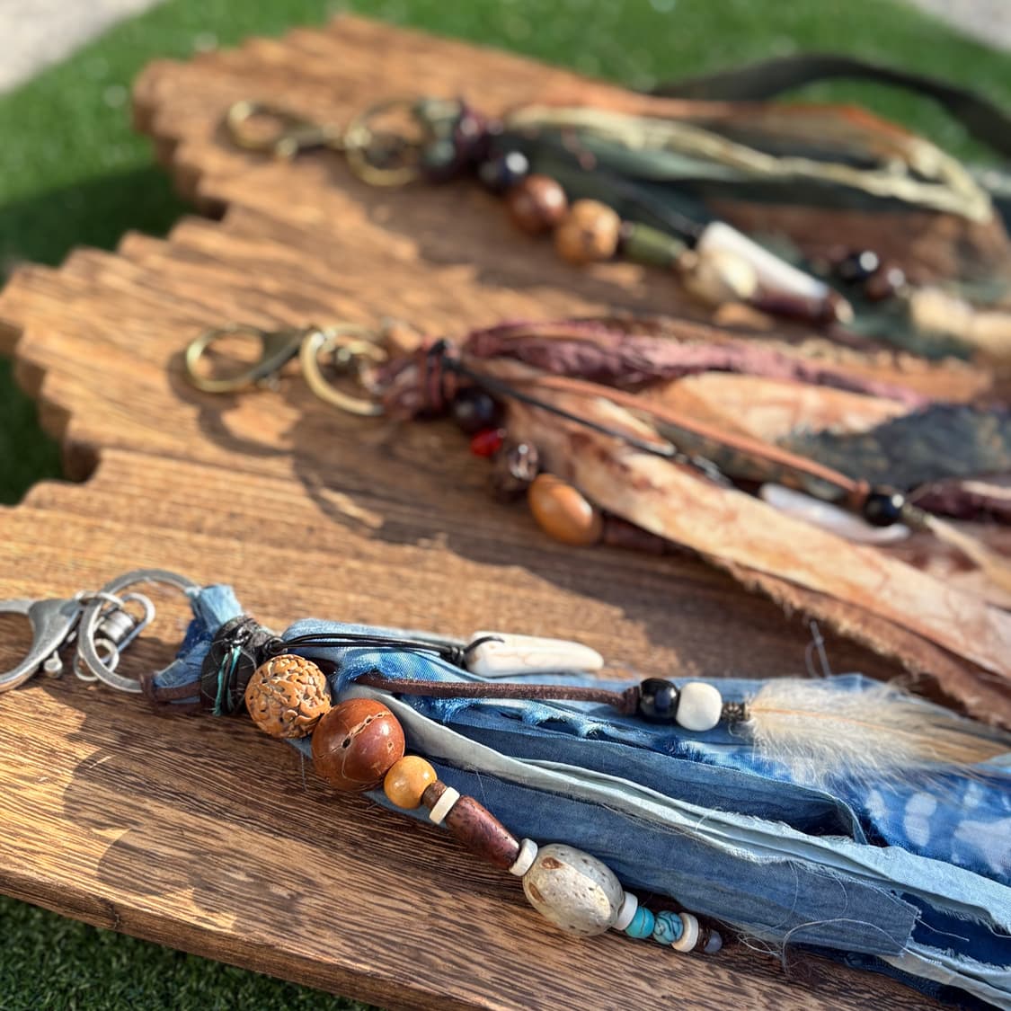 #bl1 핸드메이드 에스닉 보헤미안 웨스턴 나염 실크 염색 키링 참 상품이미지2