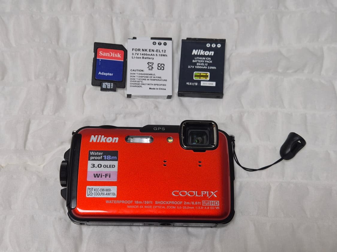 ​[A급/Wi-Fi] 니콘 쿨픽스 AW110s 오렌지 🧡 배터리 2개 상품이미지1