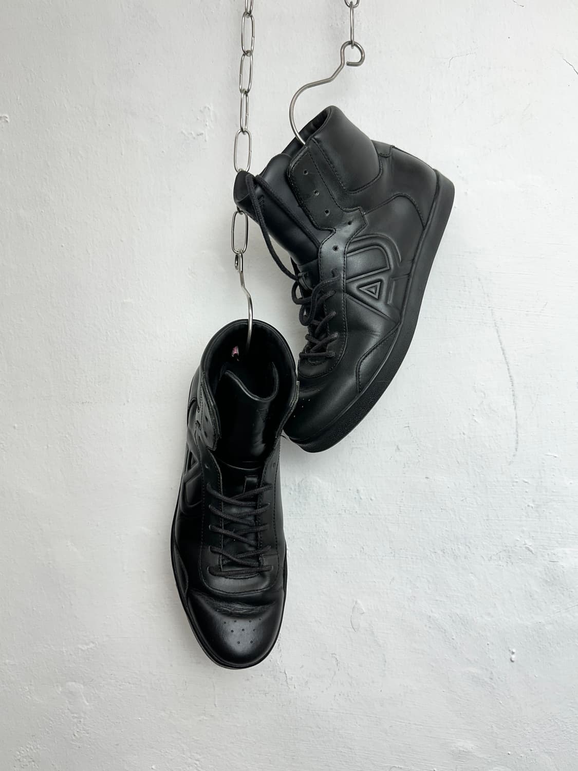 Armani Jeans Logo Black Leather High-Top 상품이미지1