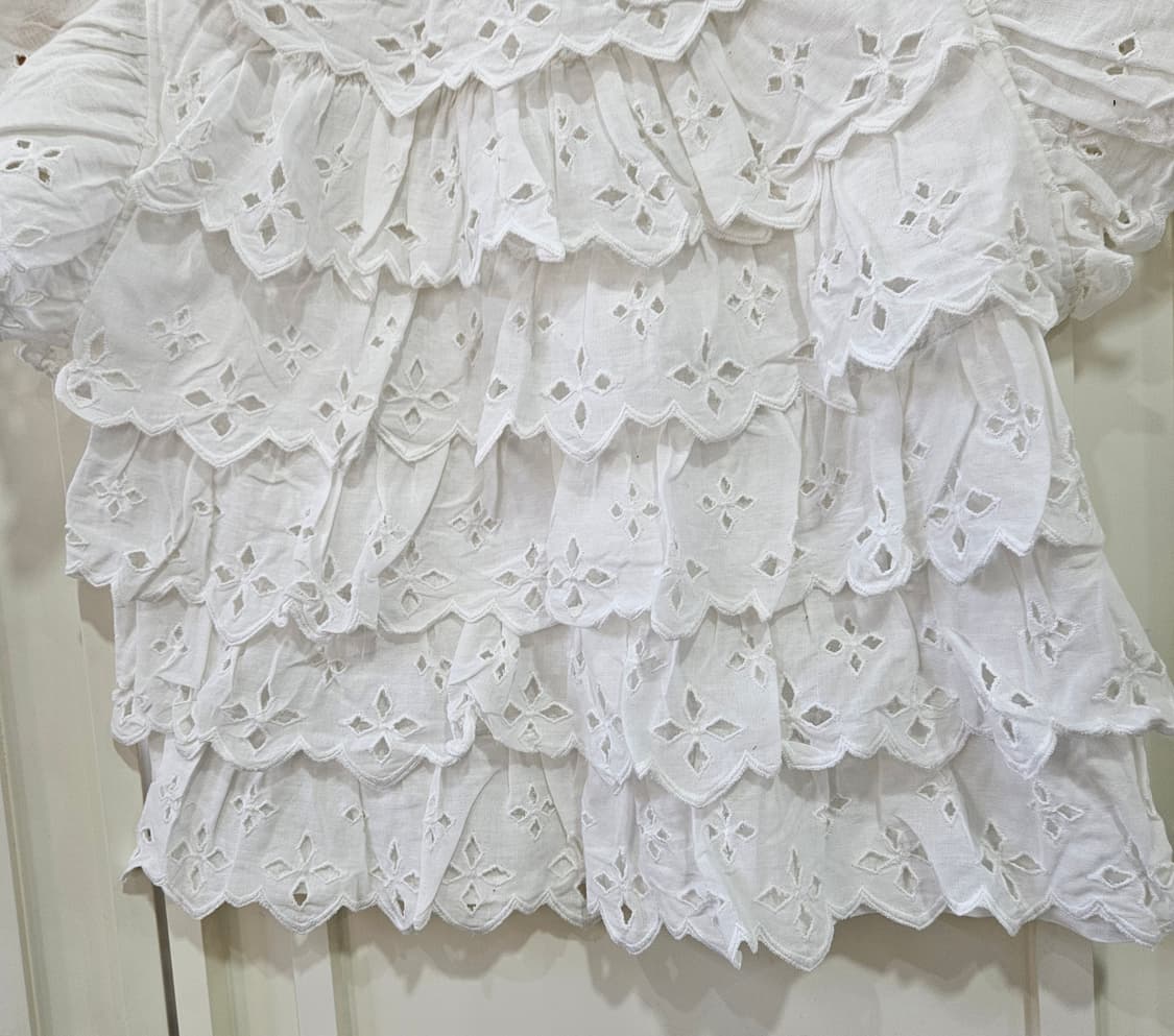 코튼 린넨 펀칭 프릴 블라우스 상품이미지4