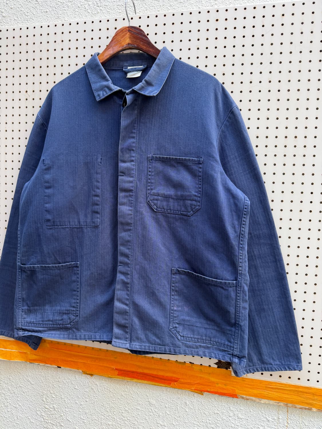 1980s FADED WASHED HBT 헤링본트윌 프렌치워크자켓 상품이미지5