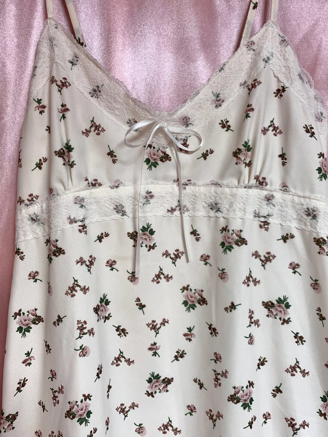 플라워 레이스 끈 원피스 갸루 빈티지 모리 상품이미지3