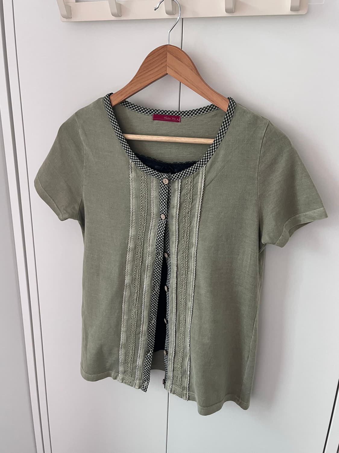 Plaire vie 체크 레이스 바선생 반팔 티셔츠 상품이미지5