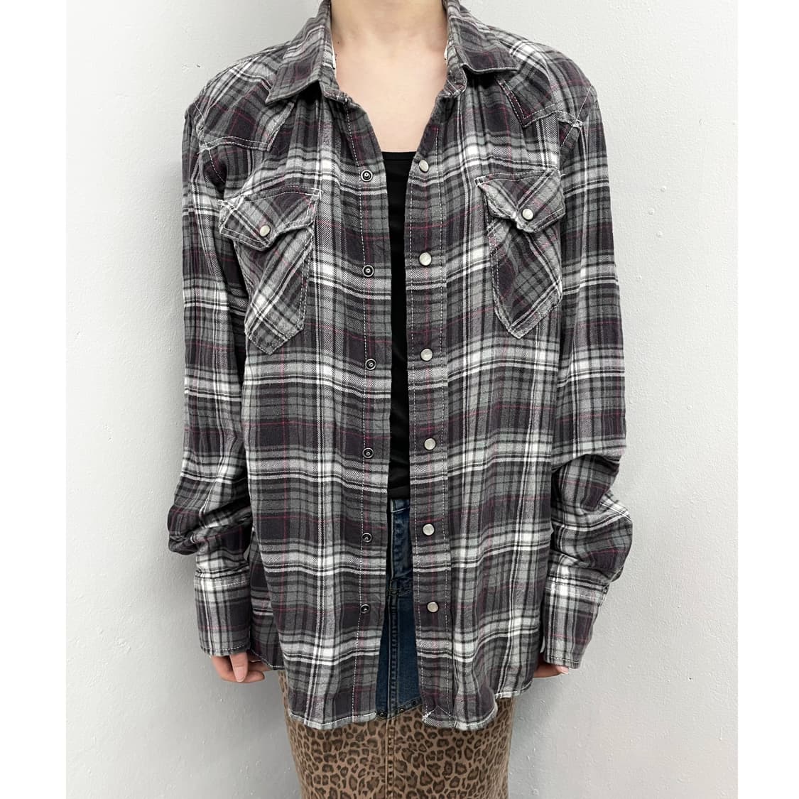 펑크 체크 버튼 셔츠 상품이미지1