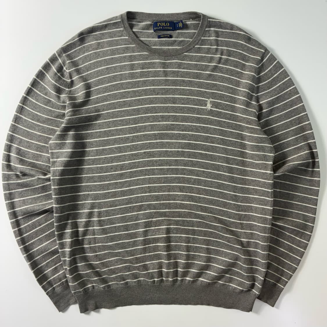 Polo  폴로 랄프로렌 자수 피마코튼 그레이 스트라이프 니트 상품이미지1