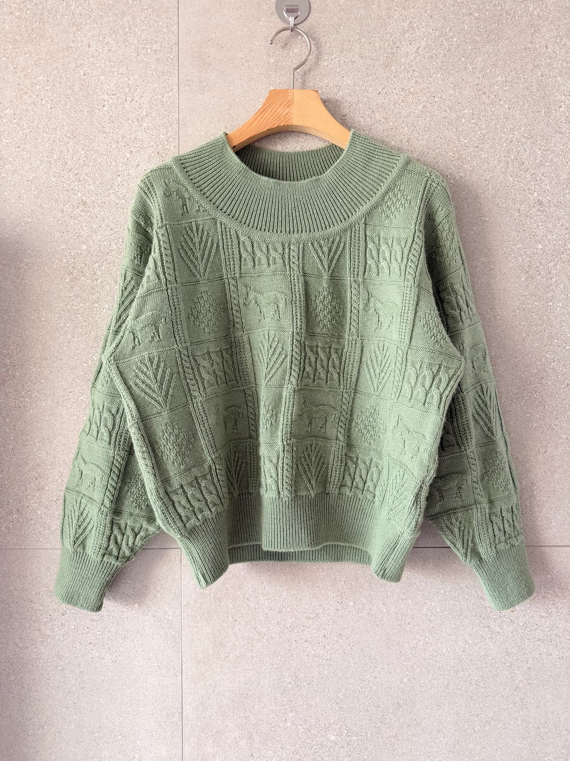민트색 케이블 니트 스웨터 말모양 등 여러가지 디자인 일본제 상품이미지1