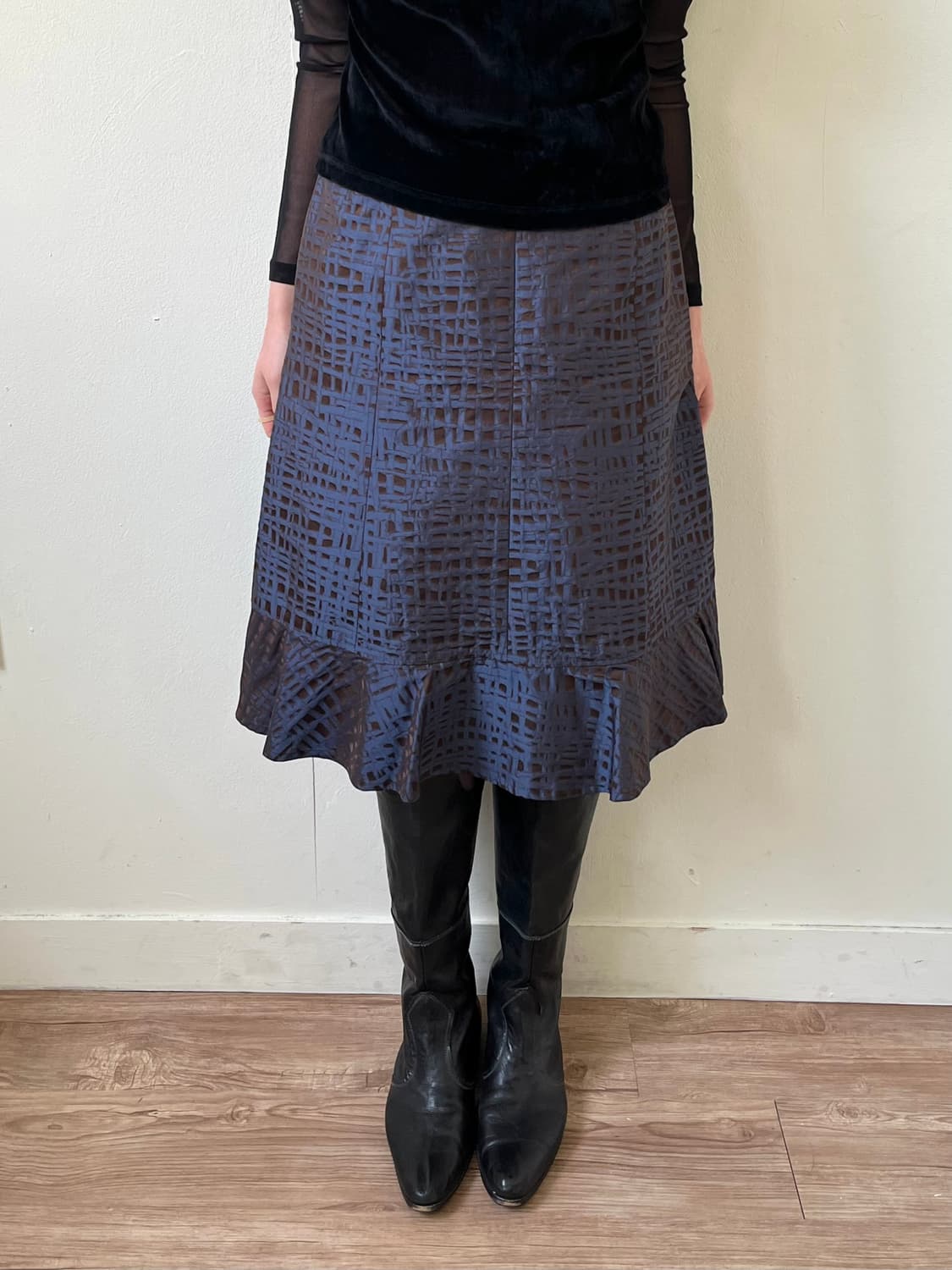 Ch parienne 블루블랙 체크 스커트 상품이미지5