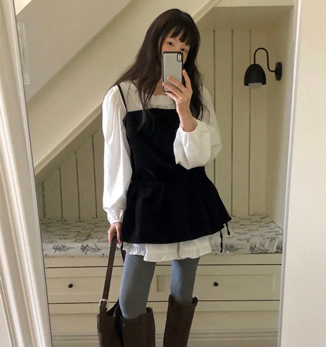 스프링콤마 레이어드 원피스 세트 상품이미지1