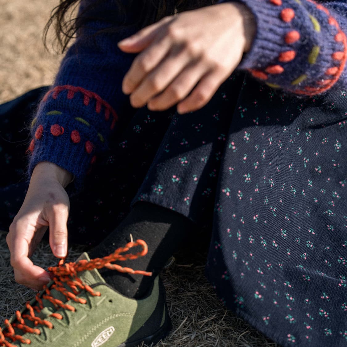 마치야 잔꽃 코듀로이 스커트 상품이미지1