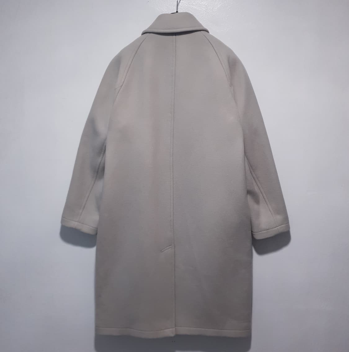 실측 XL) COOR 쿠어 MTR 발마칸 울 캐시미어 코트 크림 희귀 상품이미지10