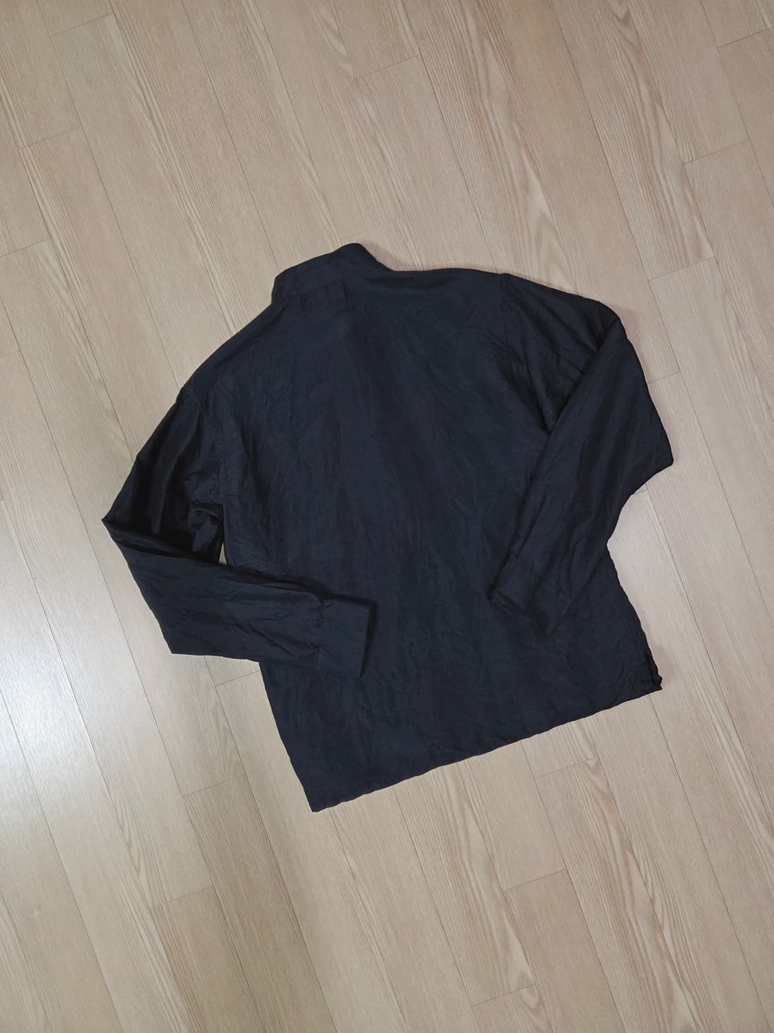 요시유키 코니시 재팬 블랙 실크 헨리넥 셔츠 상품이미지5