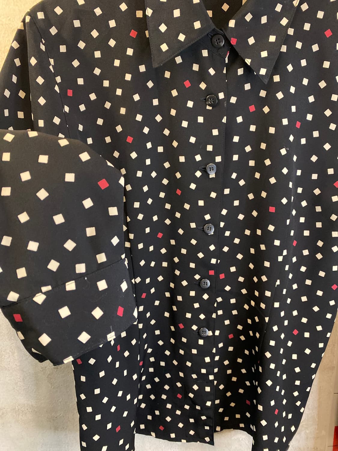 Japan vintage 스퀘우패턴 블라우스 상품이미지4