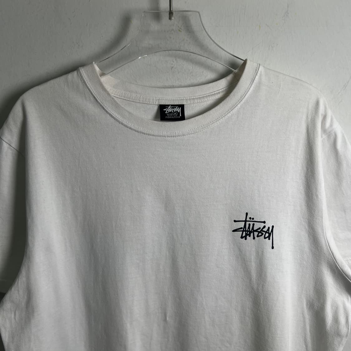 stussy 스투시 베이직 로고 화이트 반팔 티셔츠 M 상품이미지5