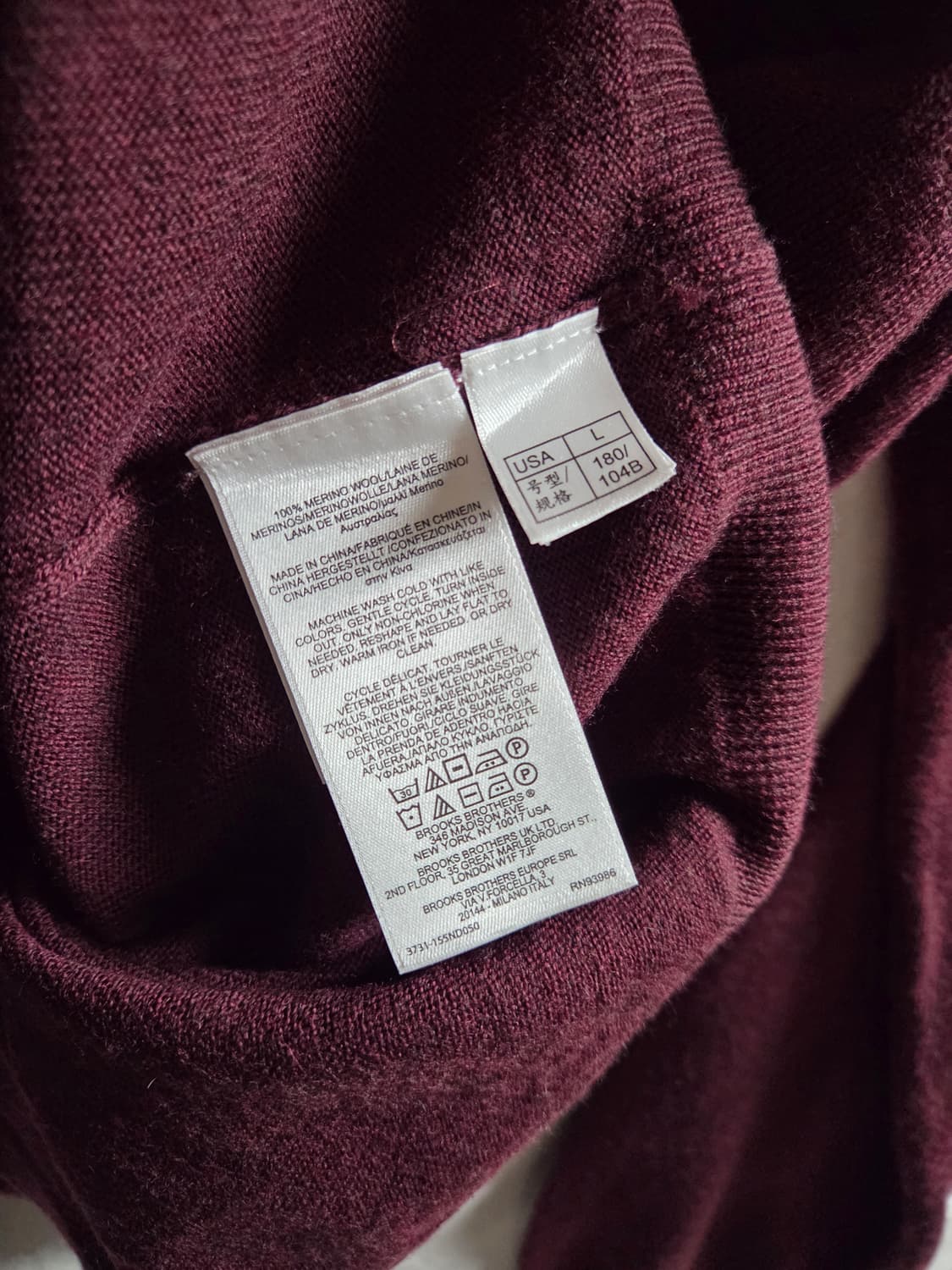 브룩스 브라더스 긴팔 카라 니트 버건디 L 상품이미지8