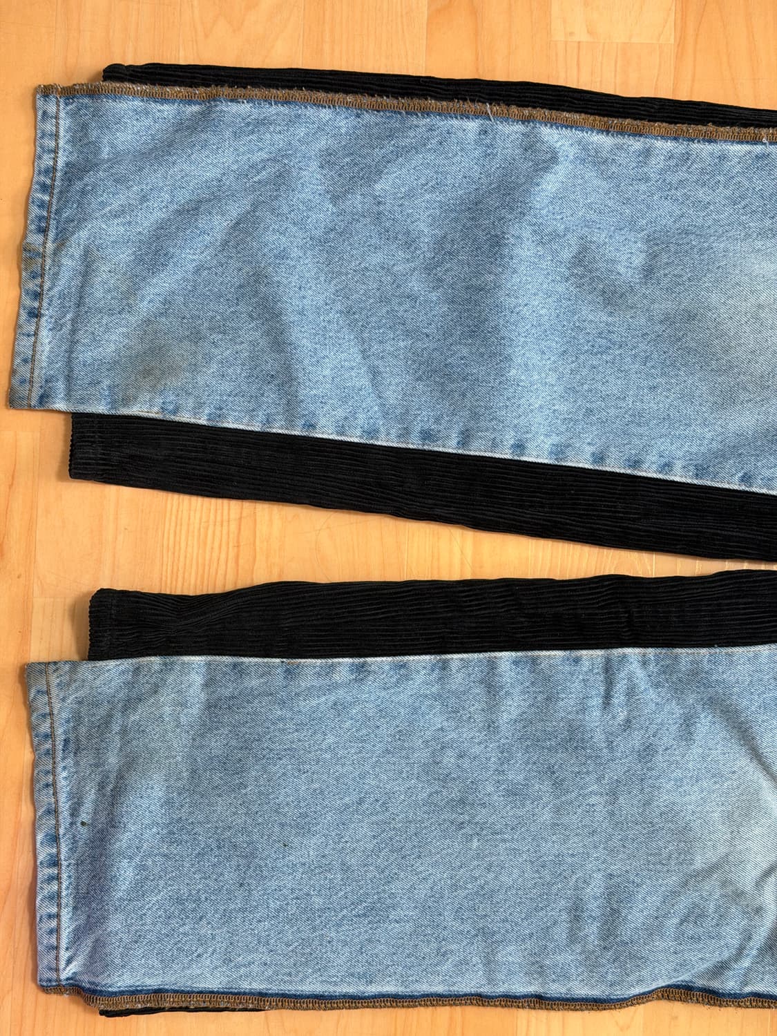 open yy 오픈와이와이 데님 코듀로이 팬츠 블랙 1 상품이미지2