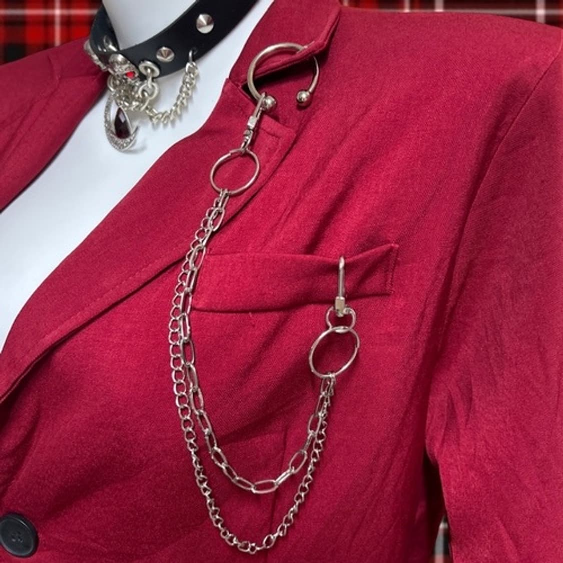 vintage pierce chain punk wine jacket 상품이미지8