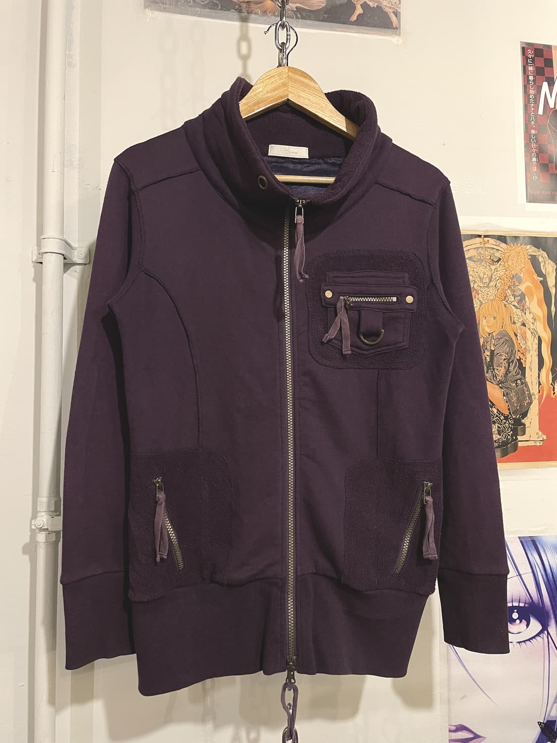 하이넥 골지 퍼플 집업 y2k 상품이미지1