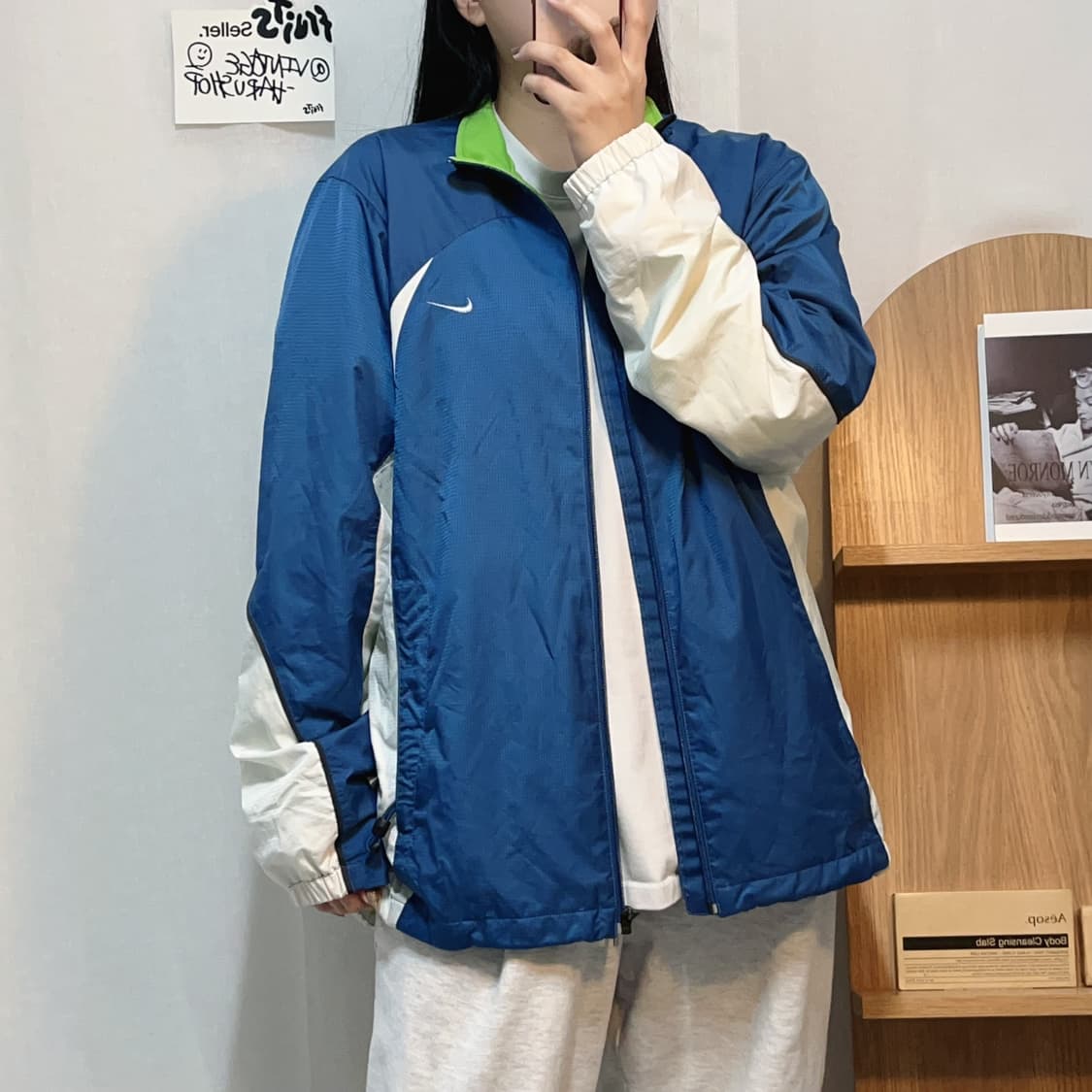 [정품] 나이키 블루 화이트 안감그린 바막 집업 [ XL ] 상품이미지2
