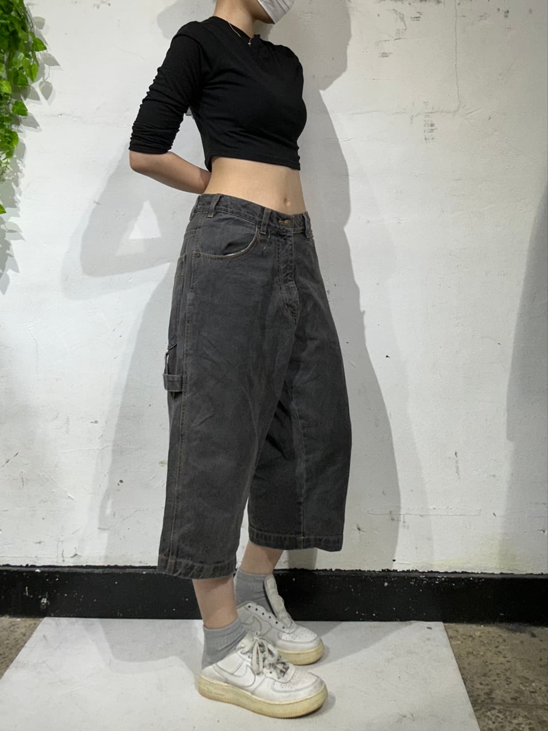일본 빈티지 흑청 카펜터 워싱 데님 버뮤다 팬츠 반바지 M 상품이미지1