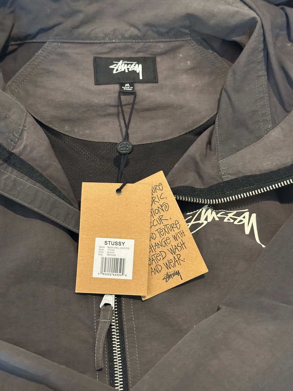 스투시 웨이브 다이 비치 쉘 자켓 블랙 상품이미지5
