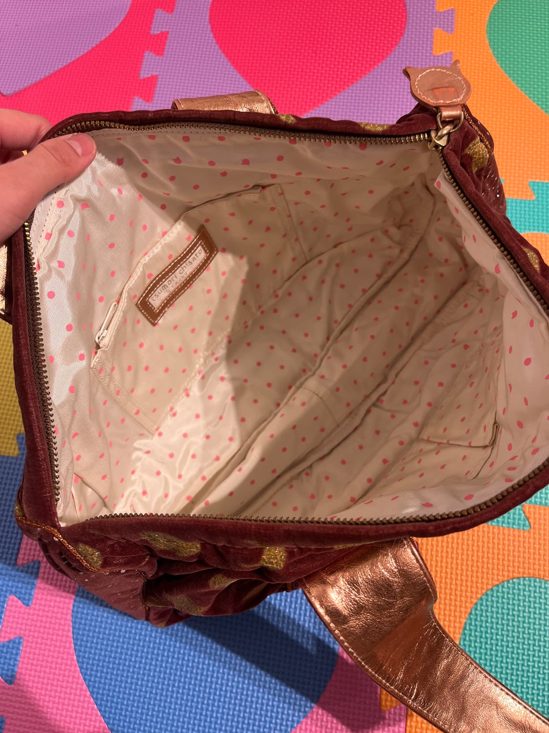 츠모리치사토 네코별 벨벳 토트백 🐒브라운 상품이미지6