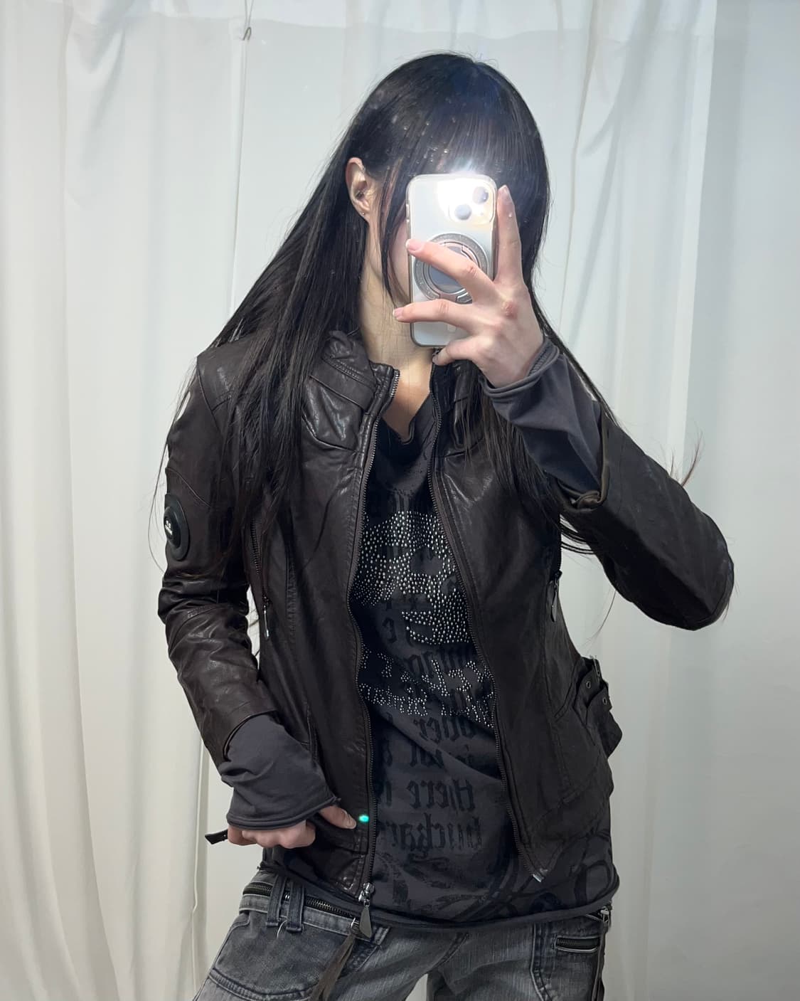 JM style 다크 브라운 레더 자켓 상품이미지4