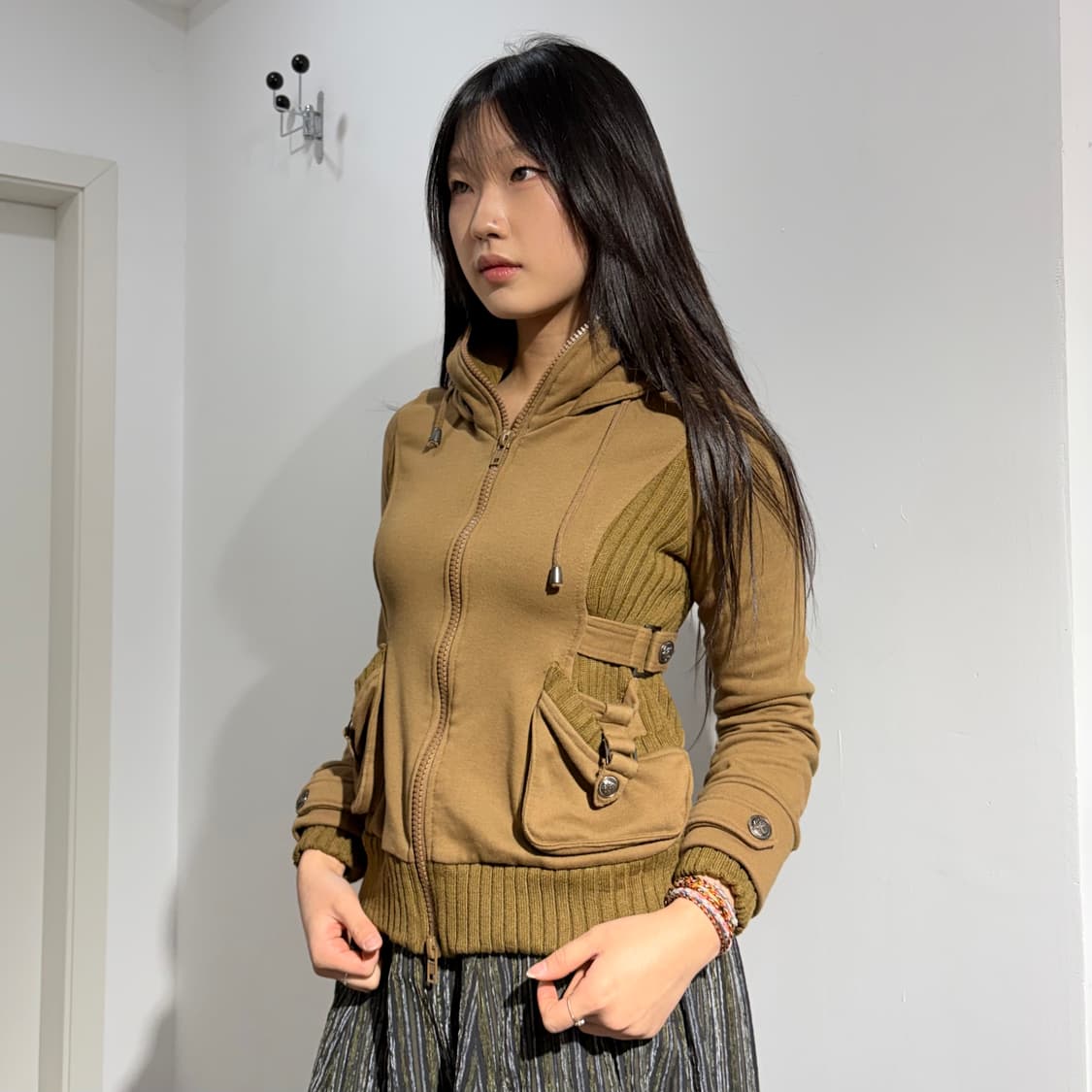 Y2k 브라운 카고 후드집업 상품이미지1