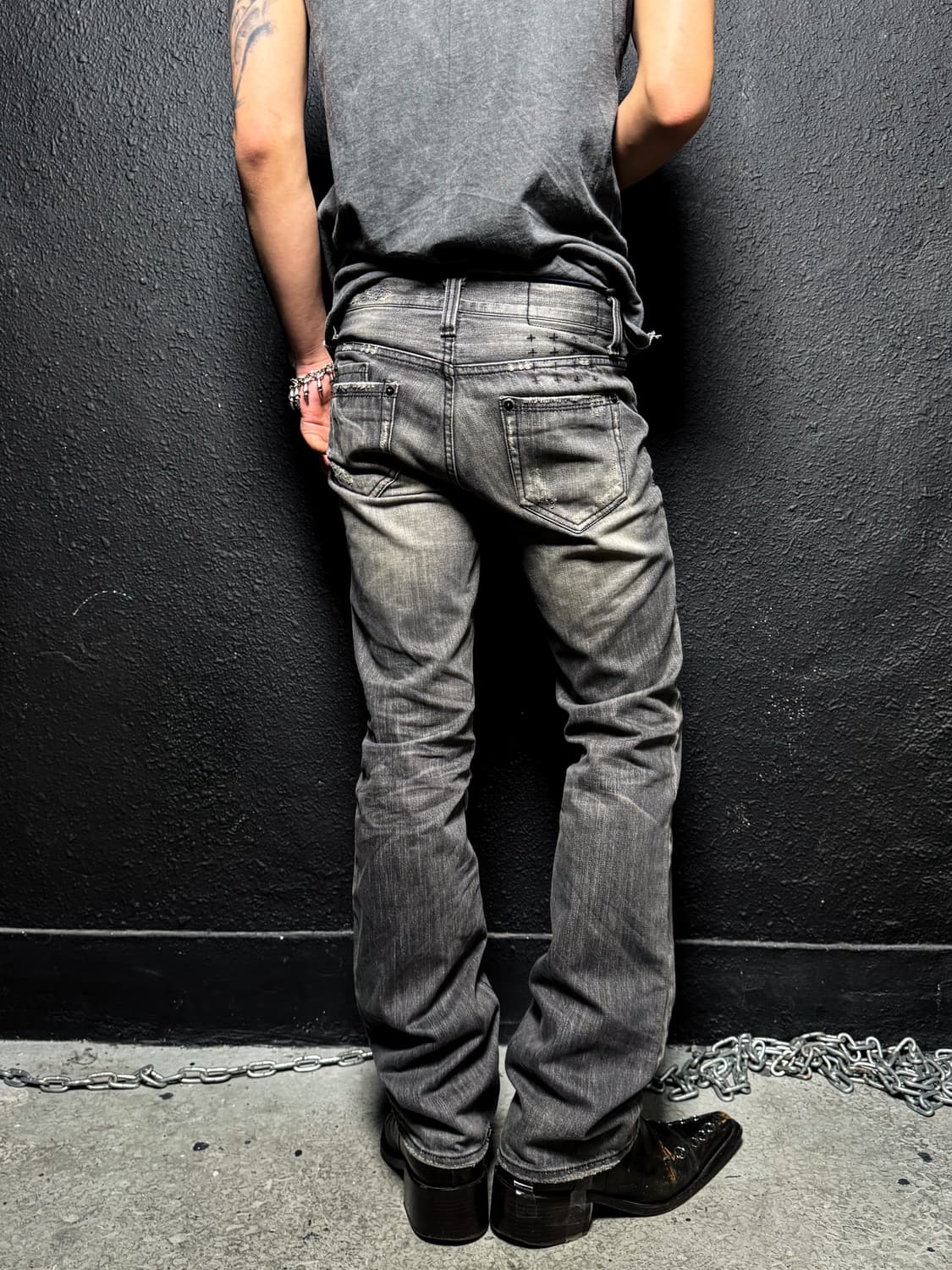 Grey Washed Bootcut Denim Pants 상품이미지4