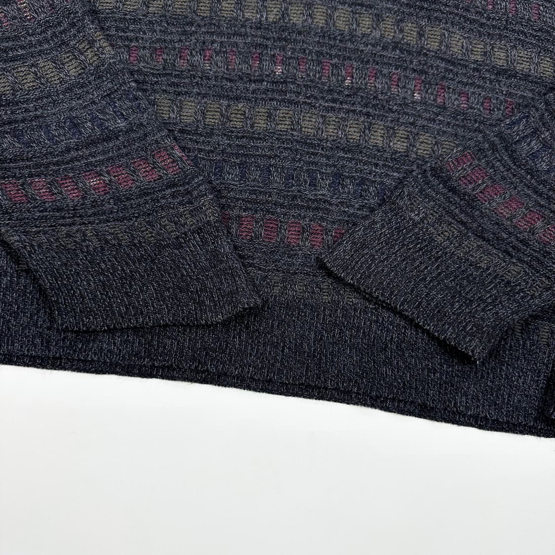 VTG 빈티지 클래식 패턴 긴팔 니트 카라티 챠콜 M 상품이미지4