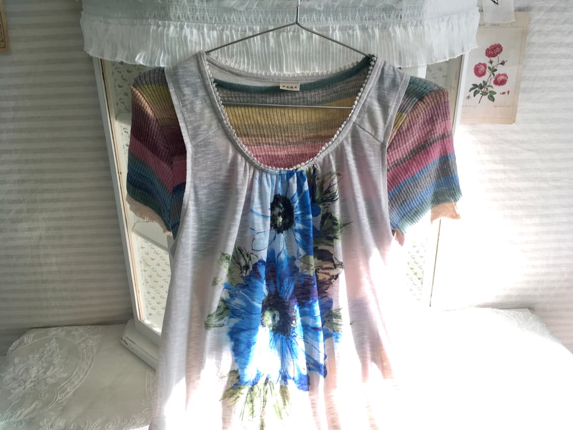 Set)액시즈팜 플라워 슬리브리스 + 하구미 반팔 상품이미지6