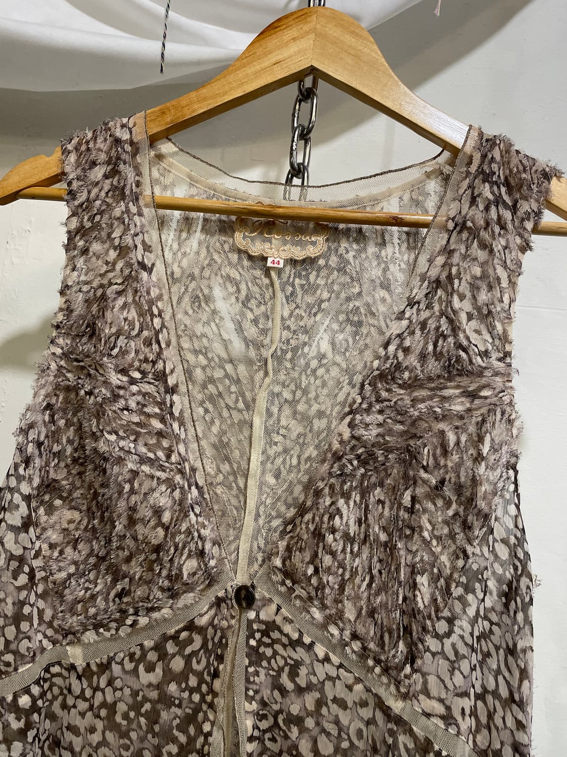 레오파드 패턴 페어리 그런지 베스트 y2k 히피 모리 상품이미지2