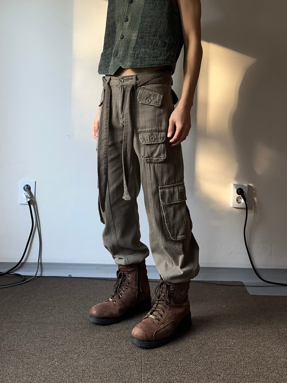 Shinne 스트랩 벨트 카고 스트레이트 팬츠 상품이미지1