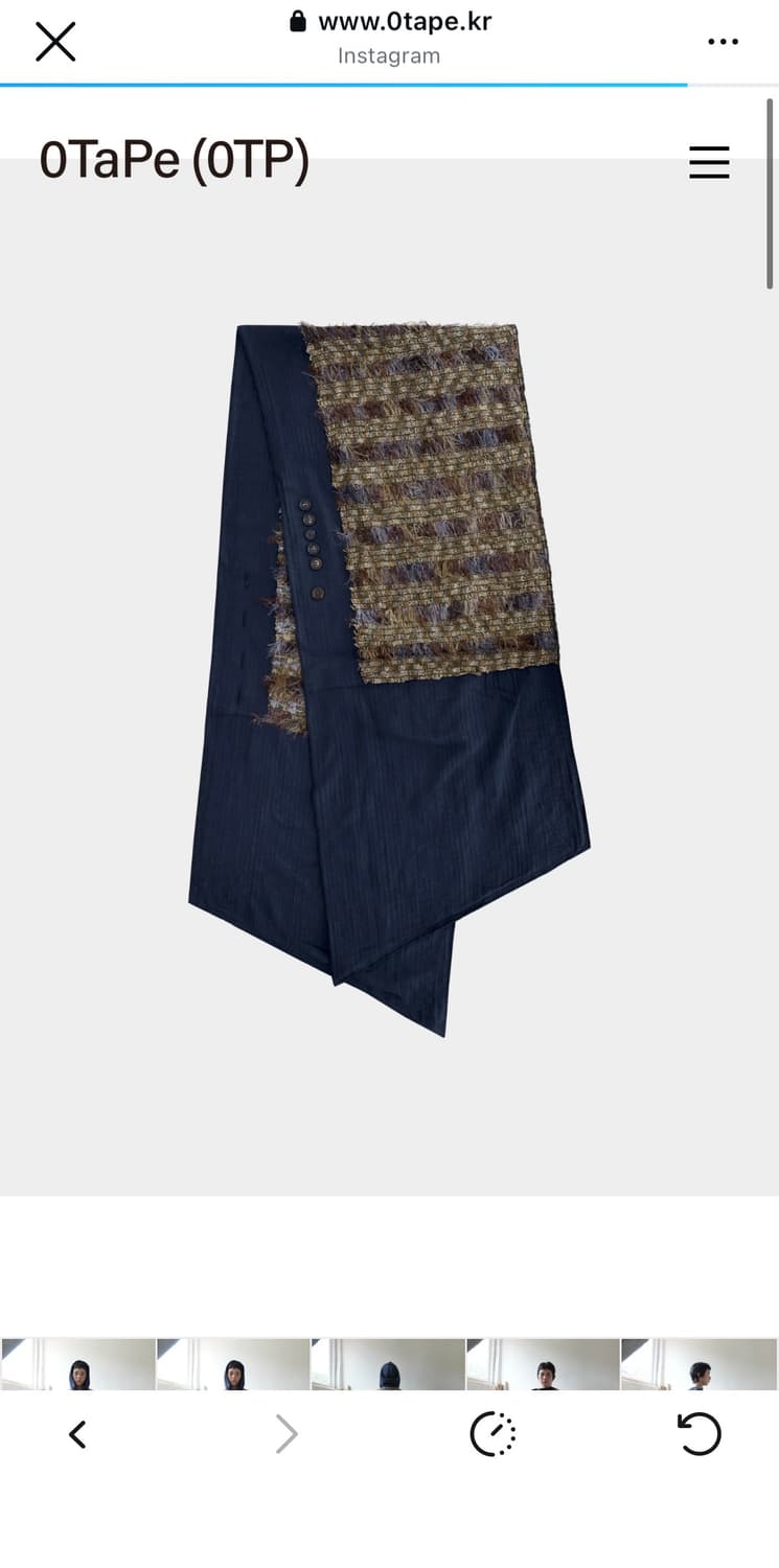 0tape 공테잎 프리폼 랩 네이비 스커트 머플러 상품이미지1