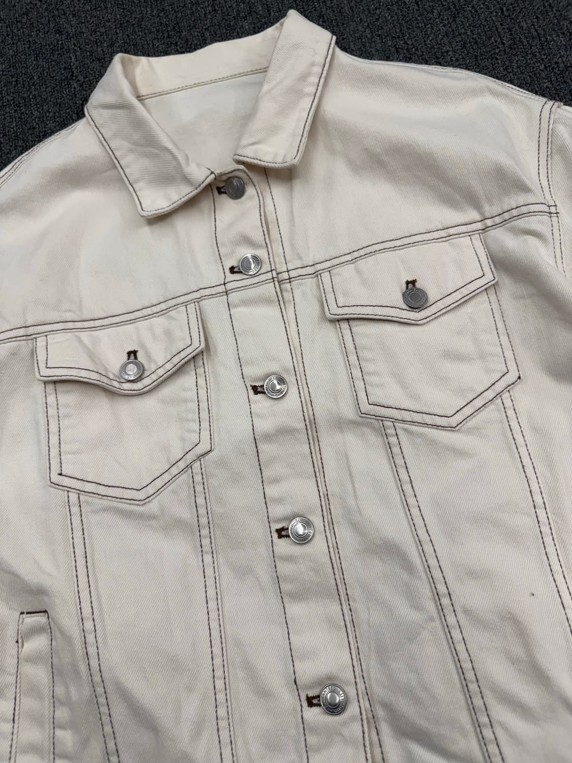 OS)Japanese vintage 아이보리 스티치 데님자켓 상품이미지2