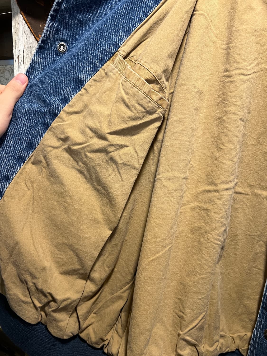 [2XL]90's USA 빈티지 워싱 LOPI 브라운 데님 바시티 자켓 상품이미지6
